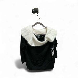 Elegant Black and Cream Cowl Neck Sweater